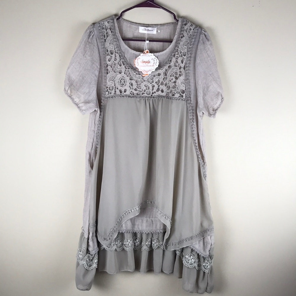 Simply Couture Romantic Tunic Top Large lace